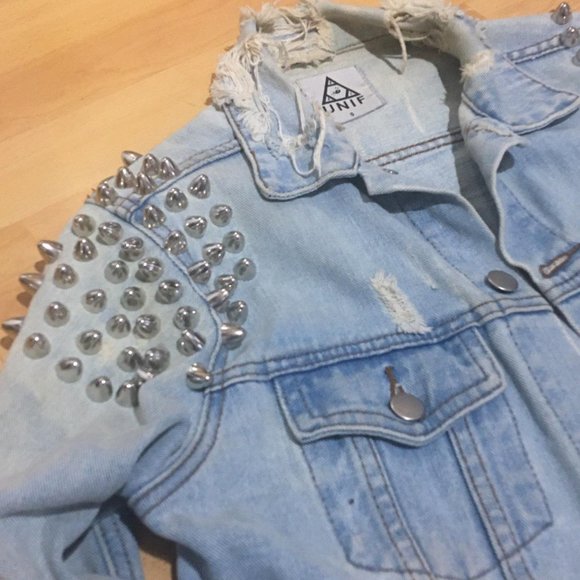RARE UNIF Yin Yang Cat Distressed Jacket - Picture 3 of 4